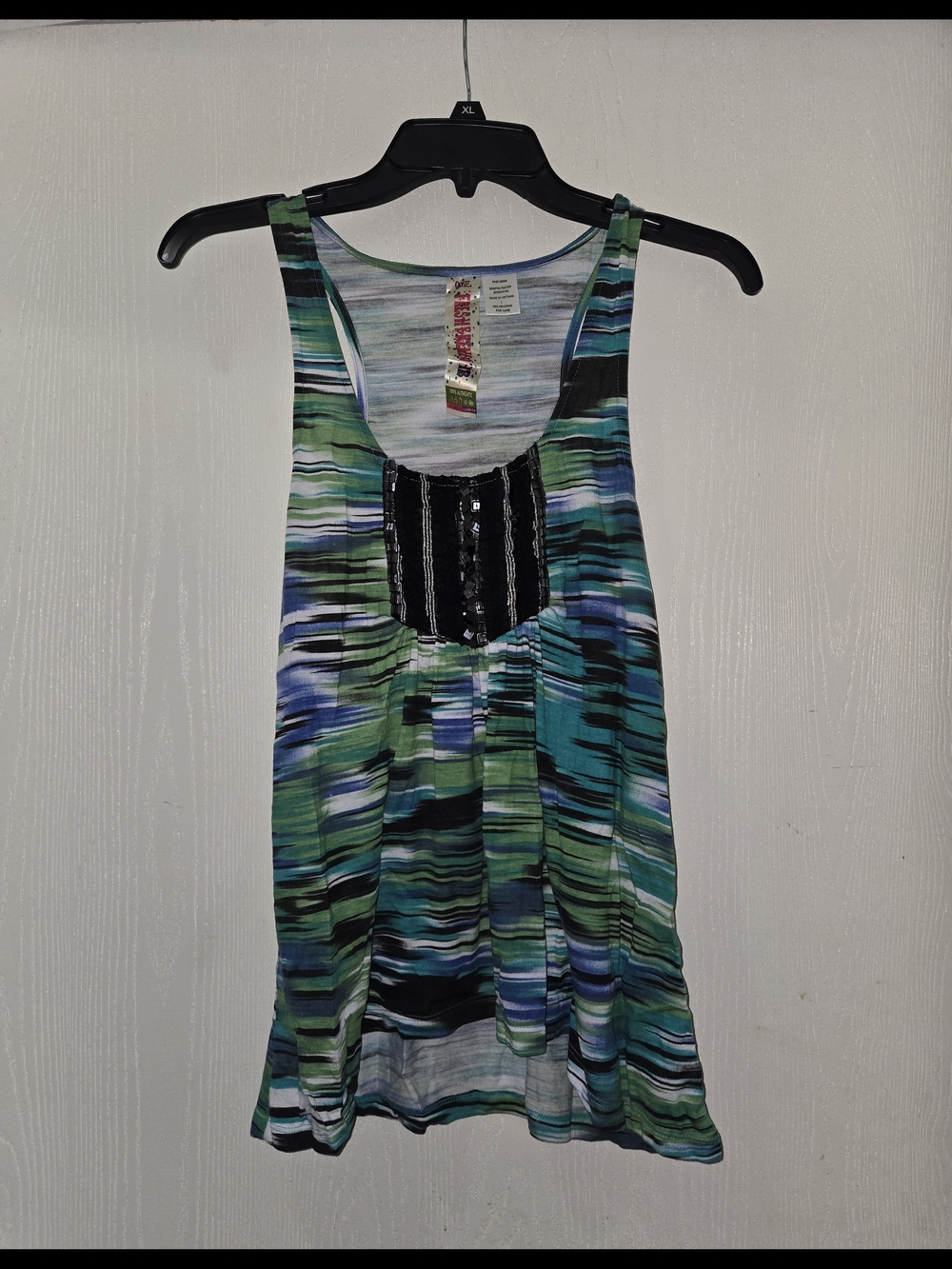 Fresh Brewed  Multicolor Striped Tank Top with Sequin Trim